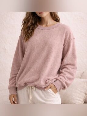 Intimately Free People rose water pink fluffy sweatshirt oversized M medium FP